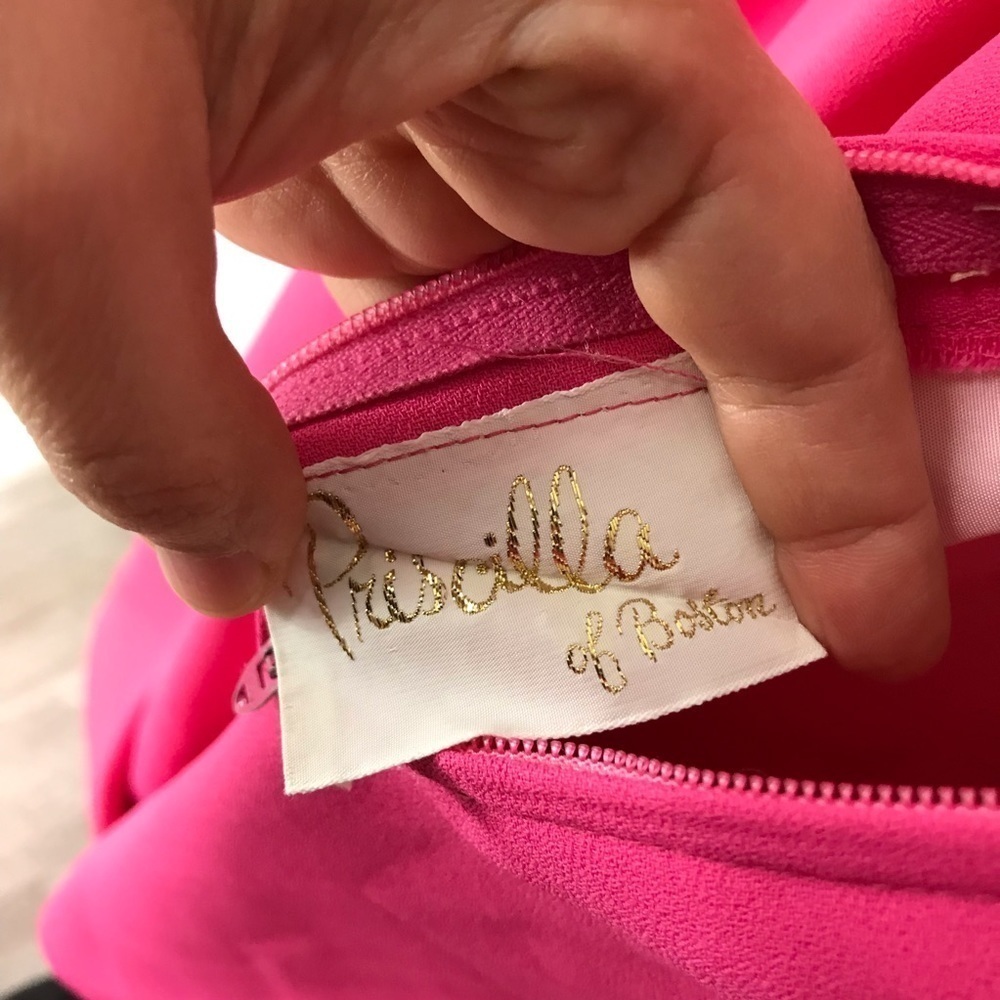 VINTAGE 60’s Priscilla of Boston Retrorun Pink Formal Bridesmaid Gown Dress - Picture 6 of 13